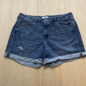 Sonoma Curvy Denim Shorts Cuffed Hem Distressed Dark Wash Women's Plus Size 14